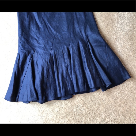 J. Crew Navy Linen Fluted Skirt - Picture 3 of 7